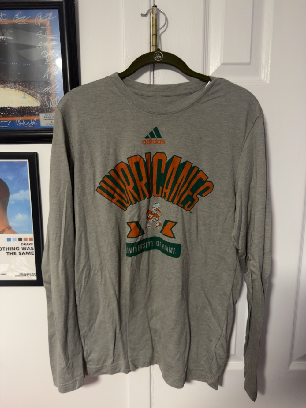 Miami Hurricanes Adidas Long Sleeve T-Shirt USED Mens Medium